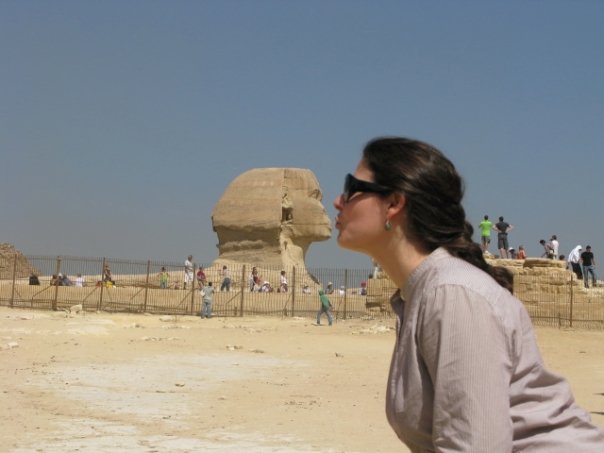 Picture of Andrea Long and a sphinx statue